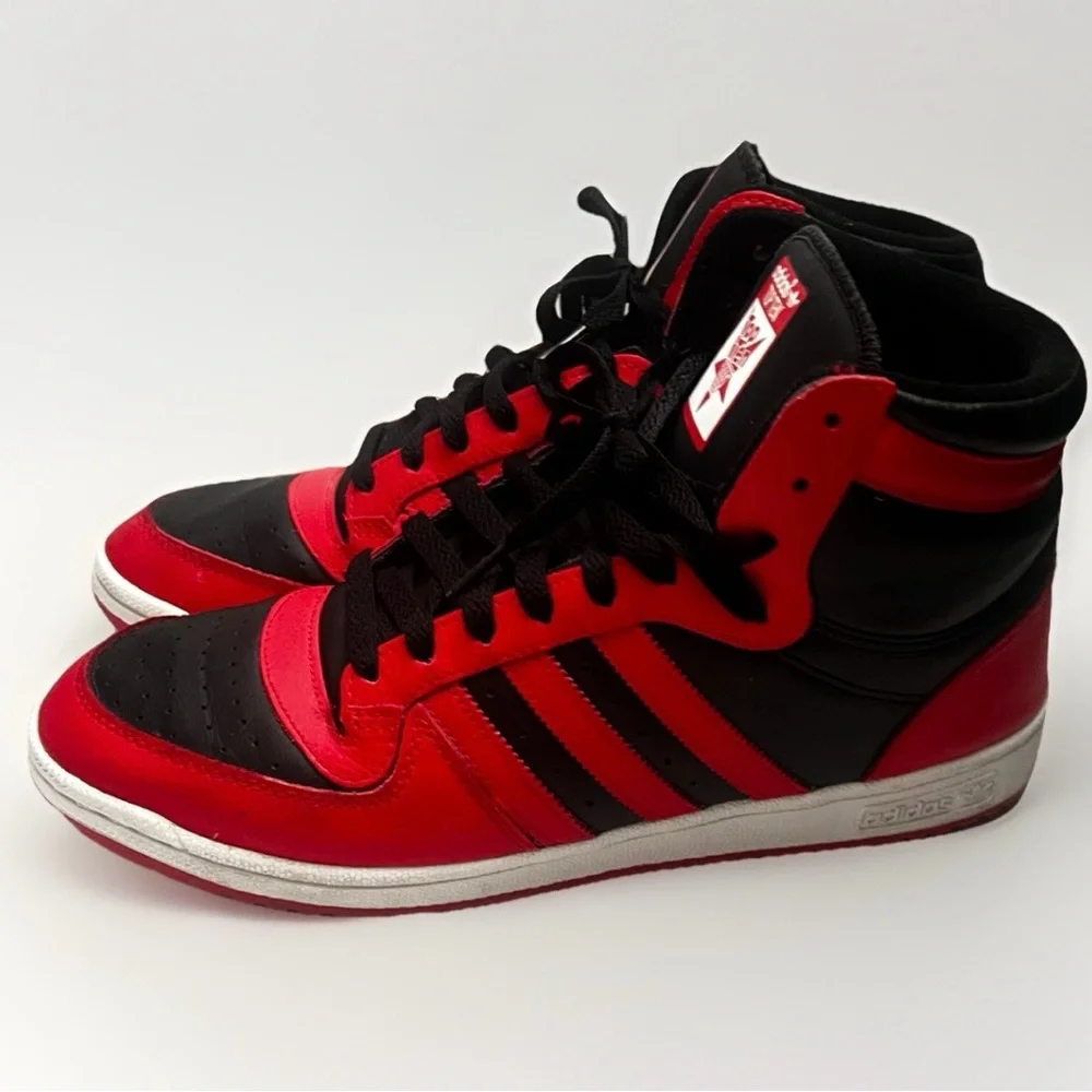 Adidas Top Ten Rb Hi-Top Leather Athletic Sneakers Men's 11 Red Black‎ Casual